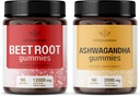HERBAMAMA Beet Root e Ashwagandha Kit - Bundle di 12000 mg Beet Root with Black Pepper & 2000 mg Ashwagandha Root Gummies - Vegan, Gelatin-Free, Non OGM