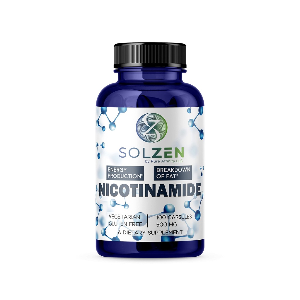 B3 Nicotinamide 500 mg Niacina Flush-Free efficace. Energia Booster, rigeneratore cellulare, che supporta decline cognitivo, anti-invecchiamento e aiuta rompe carboidrati e grassi (100 conteggio)
