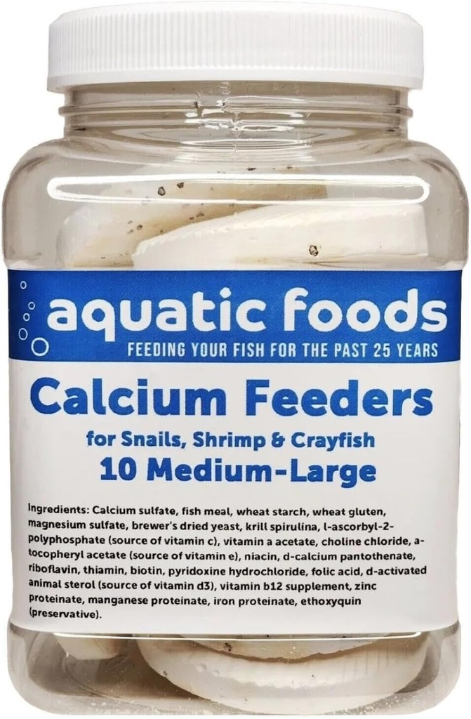 Aquatic Foods Inc. Calcium Feeder Medium-Large Shells. Conchiglie extra spesse per gamberetti, lumache, granchi, granchi, granchi eremiti e tutti i pesci tropicali...10 Conte Jar