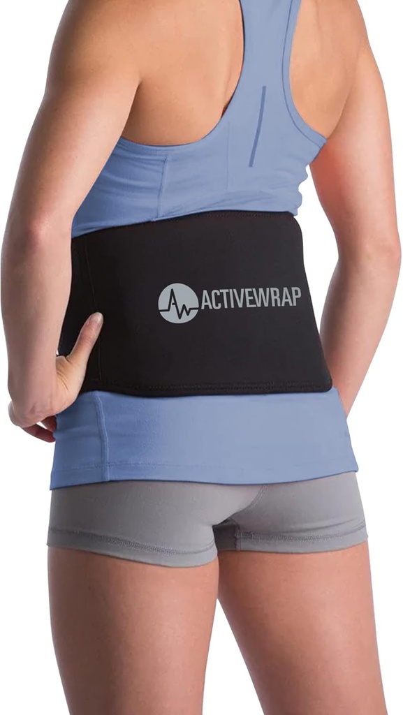 ActiveWrap - Back Ice Pack per Dolore, Gonfiore, Spraina, Spasmo, Stiffness e Altro, Pacchetto Ghiaccio riutilizzabile per lesioni con Cinturino a compressione, Uso per Terapia Calda e Fredda, Piccolo/Medio