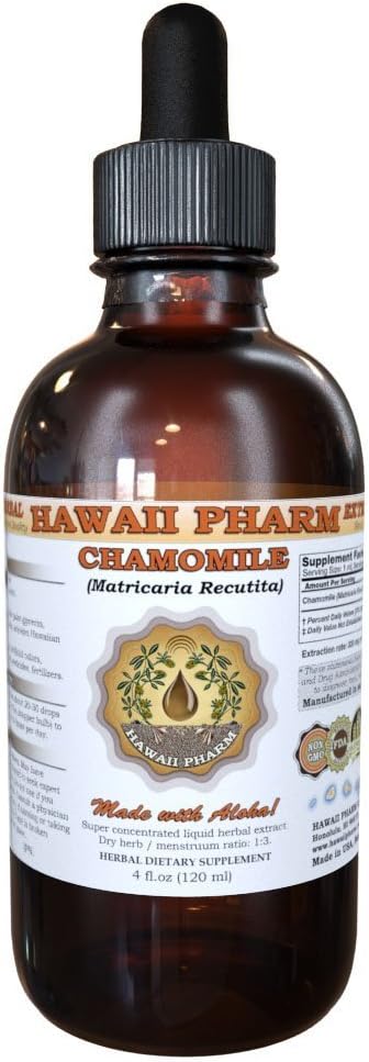 Estratto liquido di camomilla HawaiiPharm, camomilla organica (Matricaria Recutita) Supplemento di tintura 4 oz