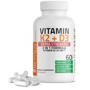 Bronson vitamina K2 (MK7) con D3 Extra Forza Supplemento Bone Salute Non OGM Formula 10.000 IU & 120 mcg MK-7 Facile da ingoiare D K, 60 capsule