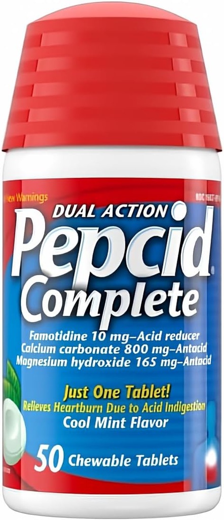 Riduttore di acido completo Pepcid + compresse masticabili azotate, Flavor fresco della menta, 50 contare da Pepcid Complete (confezione di 1)