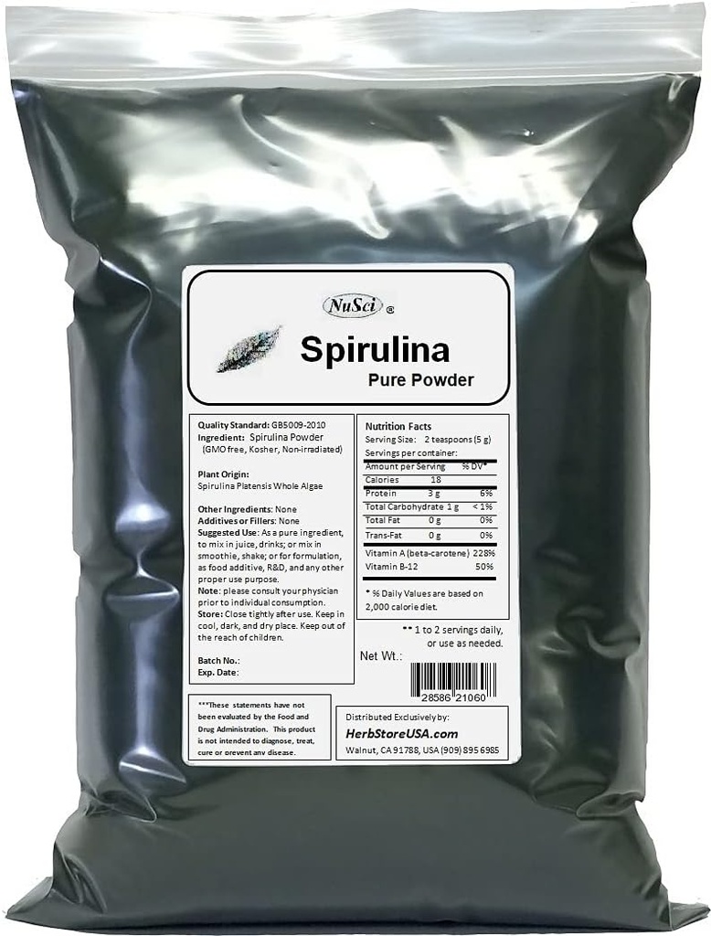 Polvere di Spirulina 500g (1.1lb) Bulk puro fresco