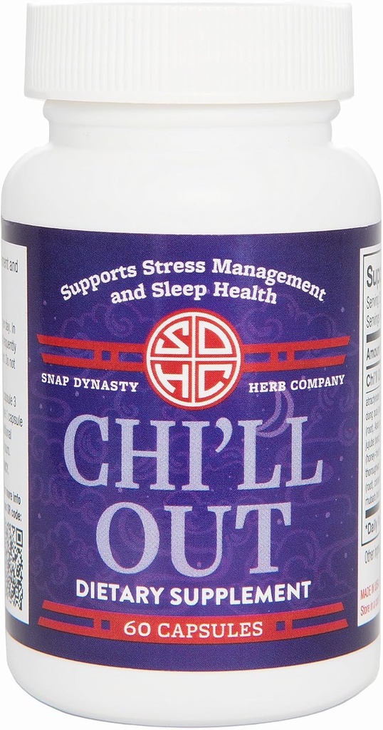 Snap Dynasty Chi’ll Out - Capsule 60ct, Confezione da 1 - Integratore Basato sulle piante, Supporto Non Sedative per Sonno & Stress, Sostenere naturalmente la salute del sonno e la gestione dello stress
