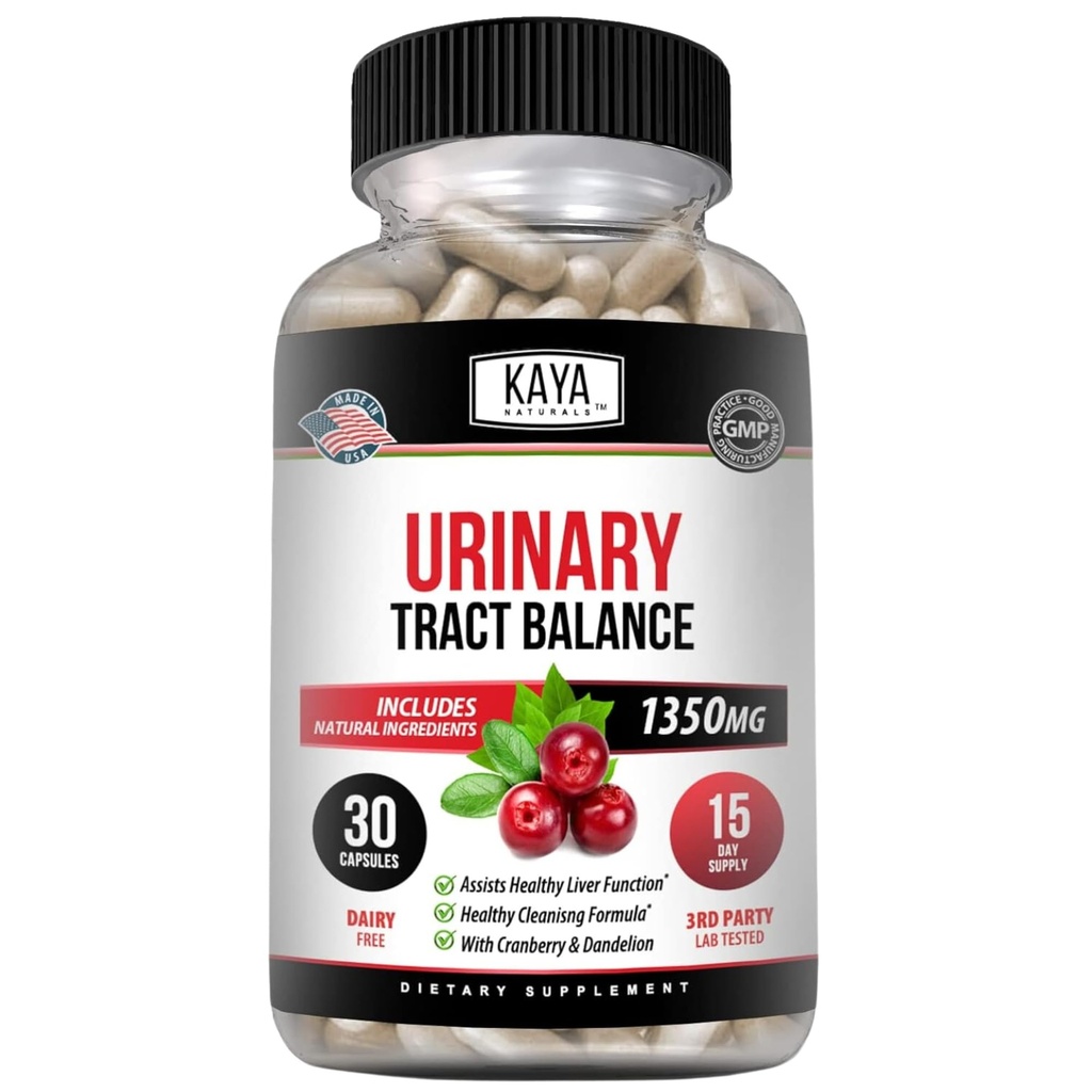 Kaya Naturals - D-Mannose - Urinary Tract UT Cleanse & Bladder Health - Realizzato con mirtillo, Hibiscus & Dandelion Root - D Mannose Capsules Cranberry Supplement - 30 capsule vegetali