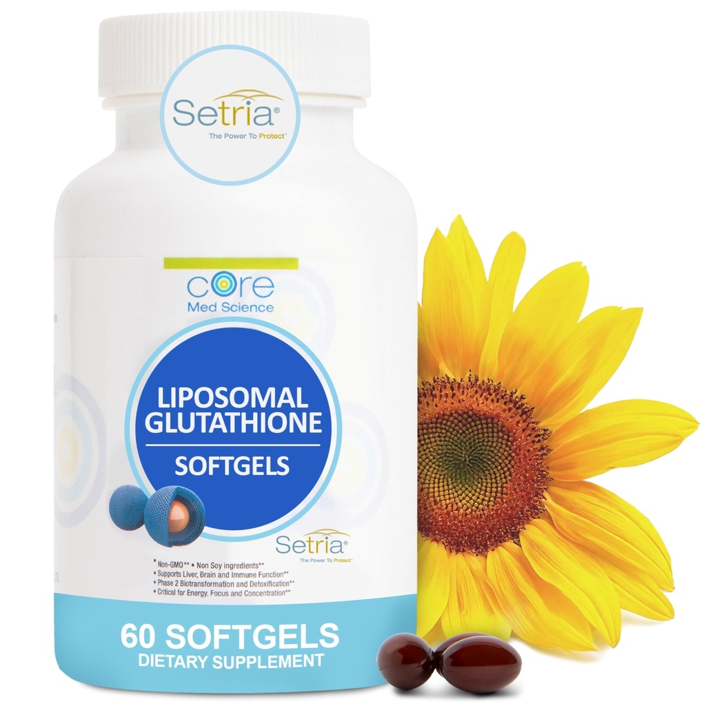 Nucleo Med Scienza Liposomal Glutathione Supplemento (500mg, 60 Softgels) - Setria puramente ridotta con Phospholipid Complex - Integratore antiossidante per l'energia e la pelle