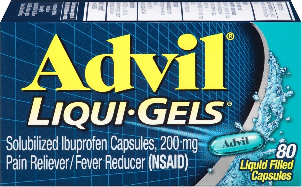 Advil Pain Reliever/Fever Riduttore, 200mg Solubilized Ibuprofen (80-Conto Liqui-Gel Capsule, Confezione di 2)
