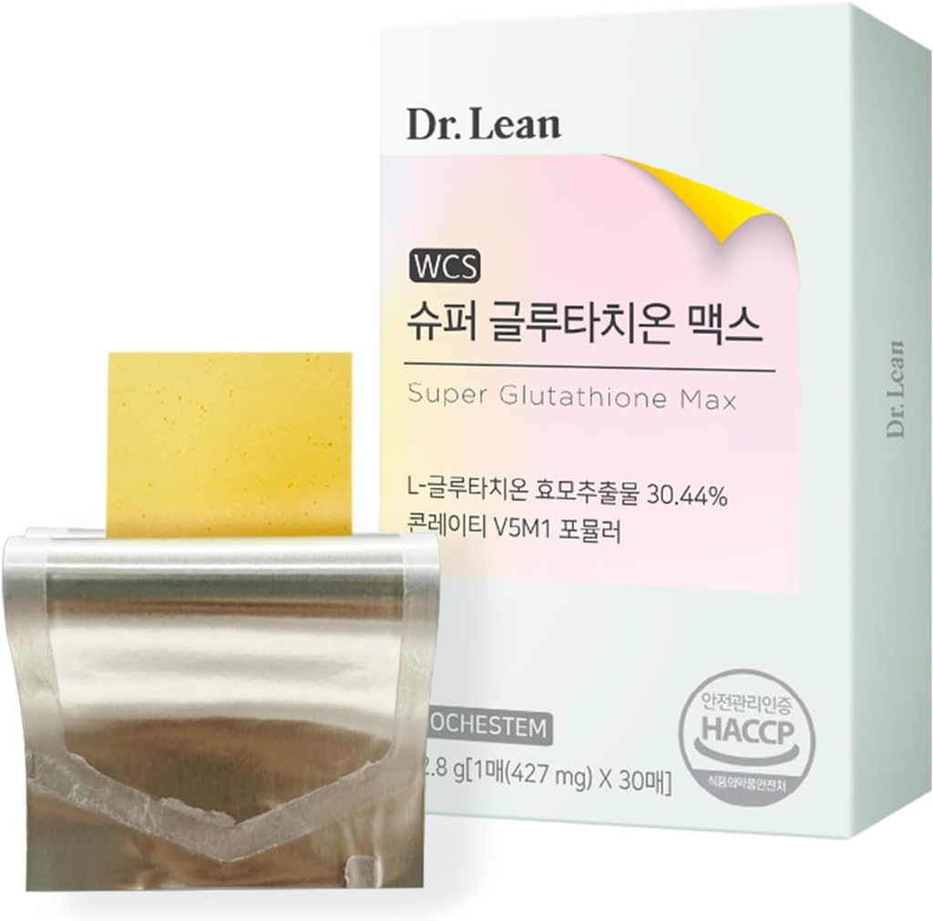 Dr. Lean Super Glutathione Max – 427mg Strisce ad alta potenza con cardo al latte, Collage e acido ialuronico | ODF Fast-Melt, Antiossidante, Supporto per pelle e fegato, K-Beauty, Made in Korea (30 strisce)