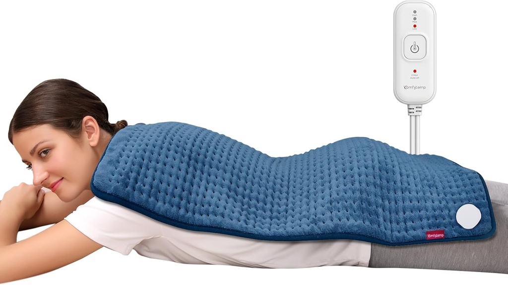 Comodo riscaldamento Pad per il sollievo dal dolore posteriore, Extra Large Riscaldamento Pad XXL, Regali di compleanno per le donne Mamma sua moglie, 17'x 33''' King Size Electric Riscaldamento Pad per periodi di gomme (blu)