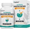 Gli enzimi digestivi di Orgabay 1000mg con i postbiotici, 20 miscela di enzimi per Bloating, digestione ottimale e funzione del fegato, 60 capsule di verdure