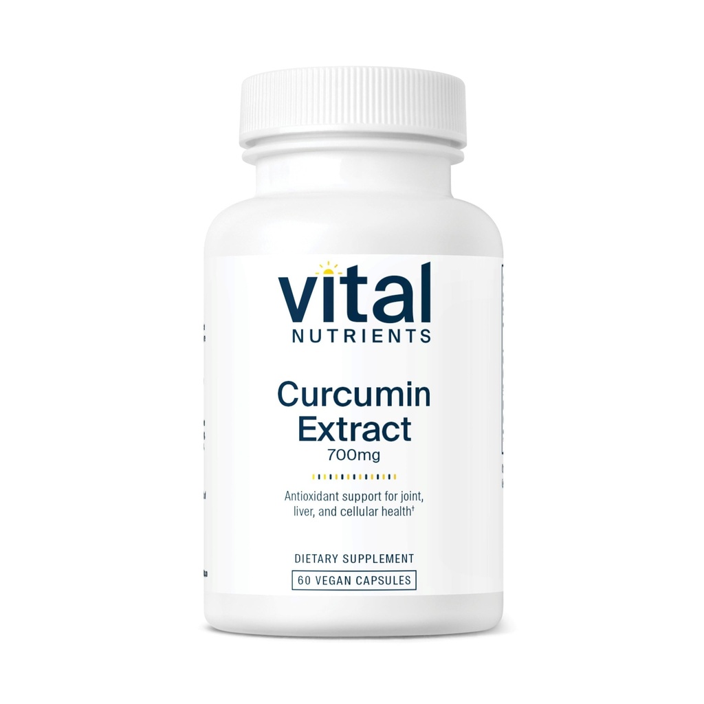 Estratto di curcumina dei nutrienti vitali 700mg | Integratori di curcumina vegani con estratto di pepe nero | Supporto antiossidante per Joint, Liver e salute cellulare* | Gluten, Latticini, Soia Free | 60 capsule