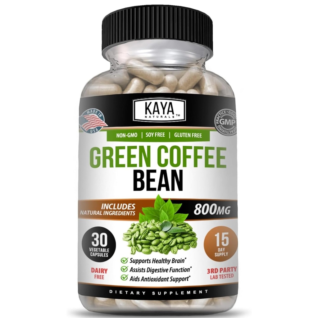 Estratto di chicco di caffè verde Kaya Naturals - Non OGM, Integratore senza glutine (30 conteggio (Pack of 1)