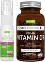 Vegan Vitamin D3 + Super B12-Complex 5000mcg Vegan Bundle, 365 1000iu Vitamin D3 Compresse + Spruzzo sublinguale di Ciliegia di alto grado B12, di Igennus