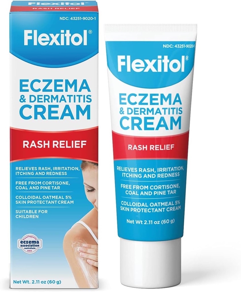 Flexitol Eczema & Dermatitis Cream – Steroide & Fragrance Libero per la pelle sensibile e irritata con 5% di farina di avena colloidale