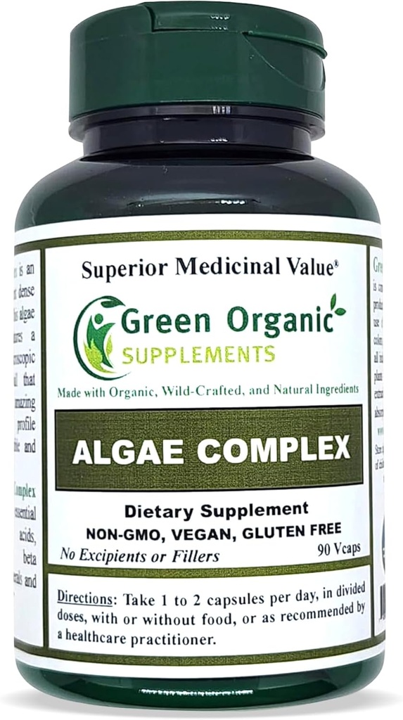 Alghe, Fucoidan, Blue Green Algae, Kelp, Bladderwrack, Chlorella, Spirulina, Irish Moss, Dulse, 90 VCaps, High Absorbable, Non OGM, Gluten-Free (Single)
