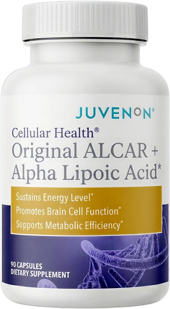 Juvenon Cellular Health | Cuore, Brain Supplement con Acetyl L-Carnitina e Biotina - Supporta la Funzione NAD+, Produzione Energetica, Mood, Metabolismo Rivitalizzato, Focus Mentale & Clarity (90 capsule)