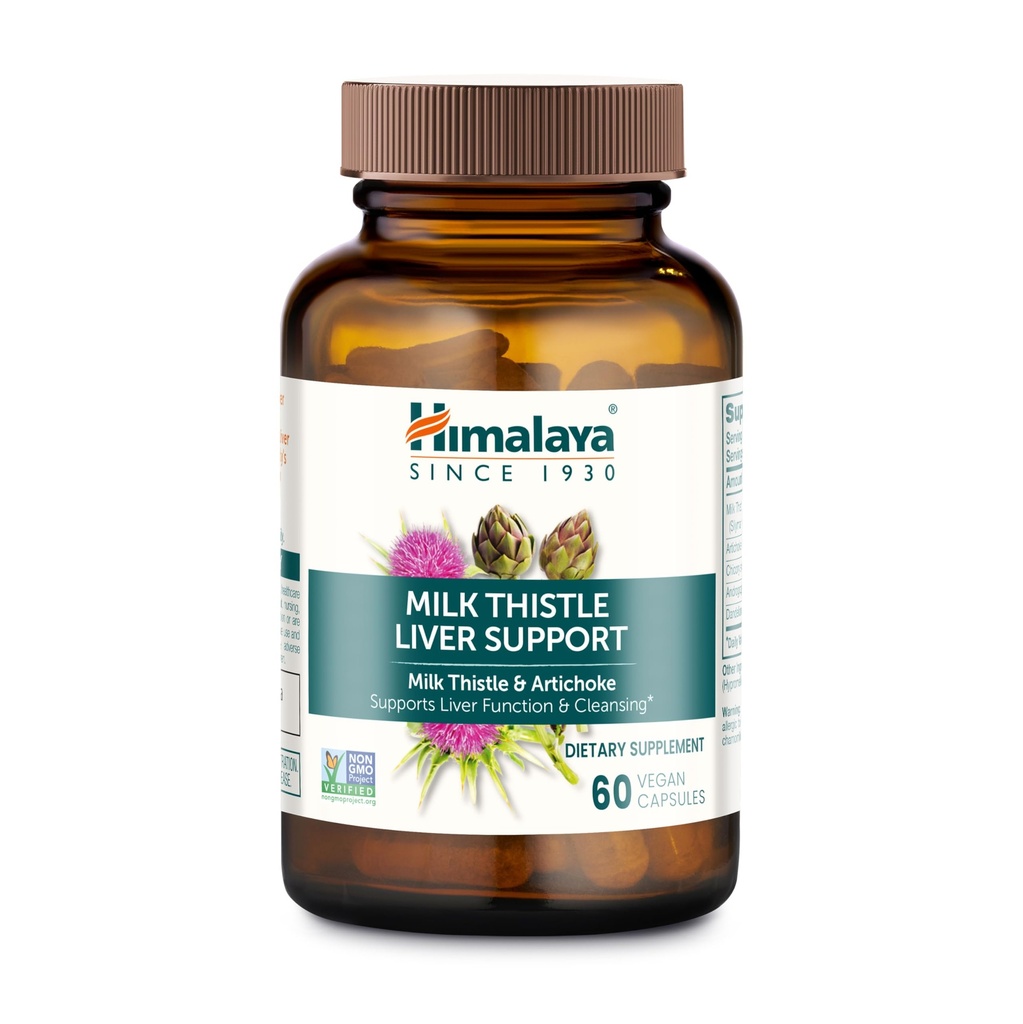 Himalaya Milk Thistle Liver Support - con Chicory, Andrographis, Dandelion e Silymarin per la pulizia del fegato, Detox e funzione - Vegan, Non-GMO, Gluten Free, 350 mg, 60 capsule