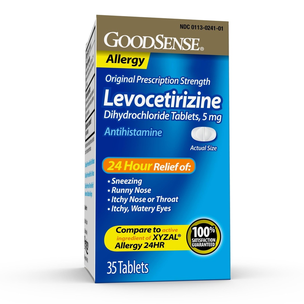 Buon senso Levocetirizine Diidrocloruro compresse, Antistamina, 5 mg, 35 conte (Pacchetto di 1)