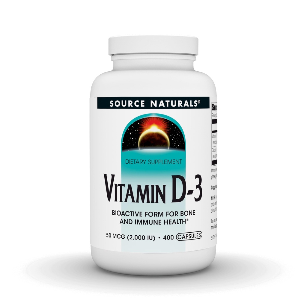 Sorgente Naturals Vitamin D-3, Supporta Bone & Immune Health, 2000 iu - 400 capsule