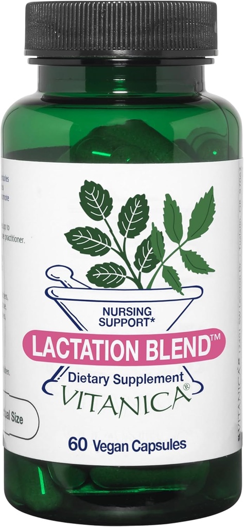 Vitanica Lactation Blend, Integratore di lattazione, Supporto per l'allattamento Aumento del seno Alimentazione e Flusso del latte, Fennel organico, Cardo di latte, Semi di Fenugreek e altro, Non-GMO, Vegan, 60 capsule