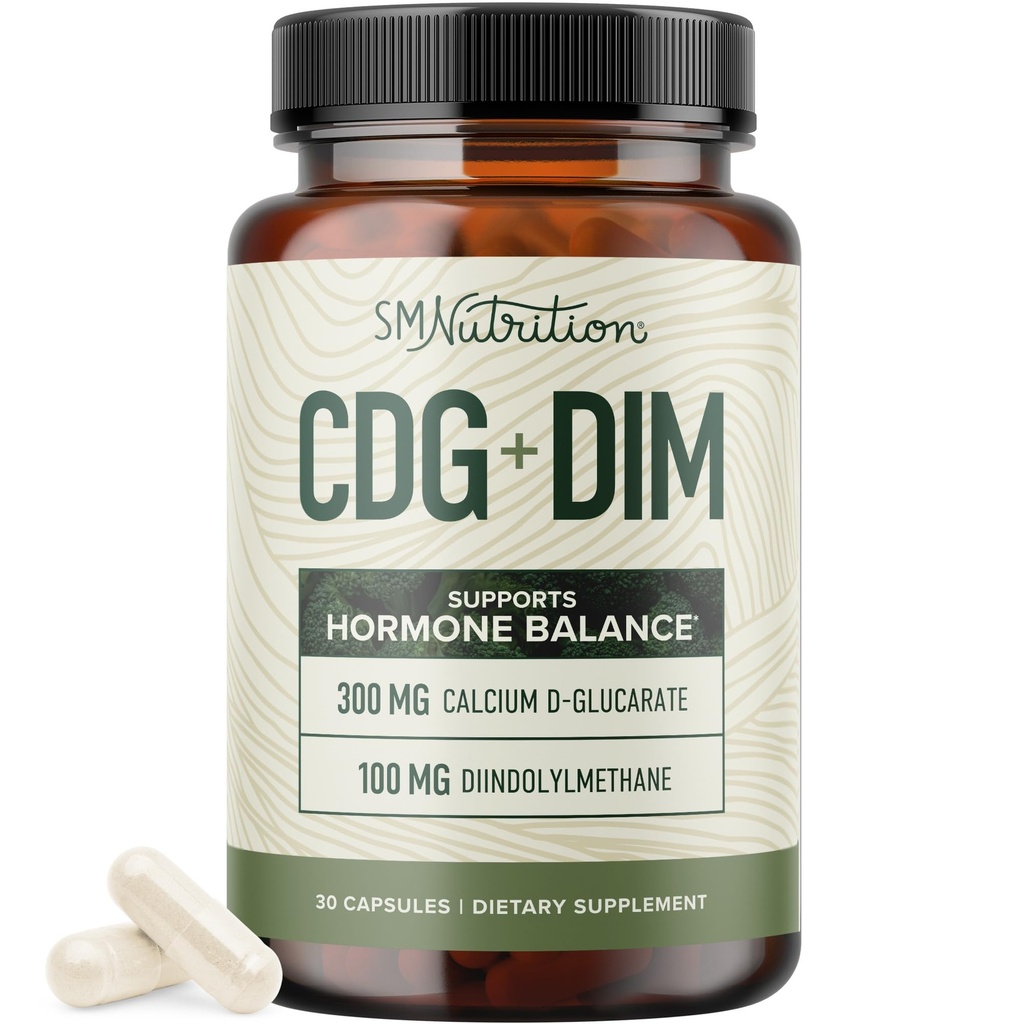 Calcium D-Glucarate con Supplemento DIM per l'Estrogen Detox & Hormone Balance per le donne e gli uomini | Detox & Cleanse, Acne ormonale, Menopause & CDG per il supporto del fegato | Non-GMO, Terze Parti Testate | 30ct
