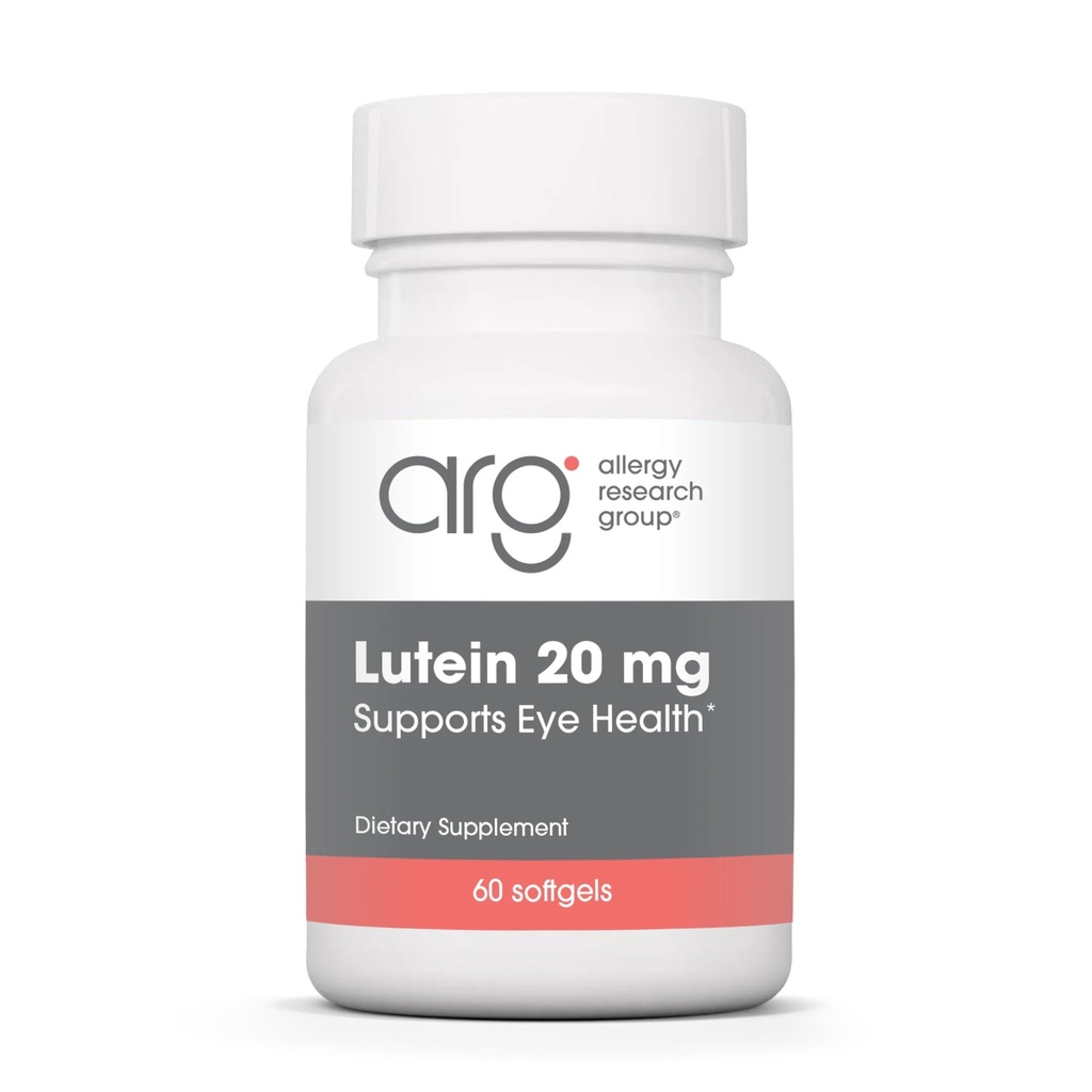 Allergy Research Group Lutein Supplemento - Vitamine Occhiali, 20mg Lutein e Zeaxanthin per Occhi, Salute Occhi, Sight Care, Softgels - 60 Conte