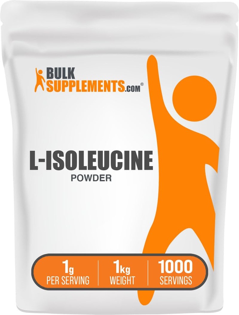 BulkSupplements.com Polvere L-Isoleucina - Polvere BCAA, supplemento nutrizionale di aminoacido - Vegan & Gluten Free, 1g per porzione, 1kg (2.2 lbs) (pacchetto di 1)