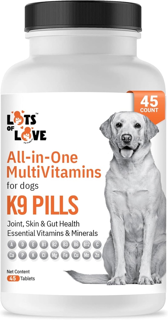 K9 Pillole - Multivitaminico per Cani - Supplemento Cane & Vitamina per cani piccoli, medi e grandi (45 Conte)