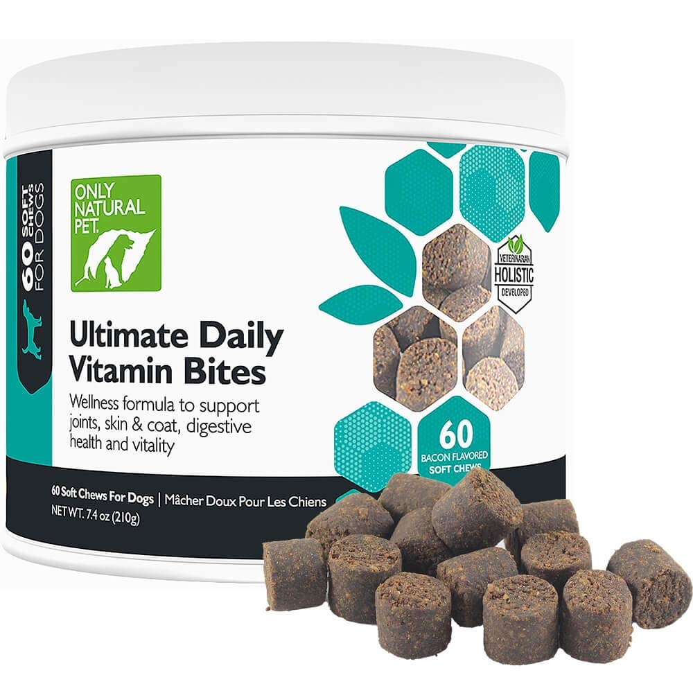 Solo Natural Pet Ultimate Vitamine Giornaliere - Integratore Multivitaminico completo per Cani Salute bilanciata & Vitalità - Sostegno Immune Immune Del Cibo di Piccola &amp; Grande Canina -60 Cuciture Morbide (Pack of 1)