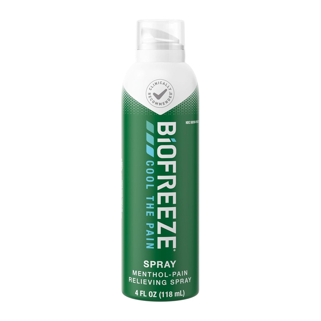 Biofreeze Pain Relief Spray, Artrite Pain Reliever, Knee & Lower Back Pain Relief, Sorrisore del muscolo, Rilievo del dolore del collo, Farmacista Raccomandato, FSA Eleggibile, 4 FL OZ Biofreeze Menthol Spray