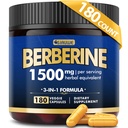 Berberina Supplemento, Berberina ad alta resistenza 1500MG, 180 Caps - Plus Citrus Bergamot, Berberina HCI Root Supplementi - Metabolic, AMPK Support Healthy Weight Management - Vegan, Organic, Non OGM