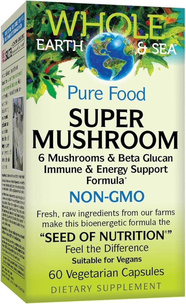 Tutta la Terra & Mare da Fattori Naturali, Super Fungo, Integratore Alimentare Intero, Vegan, 60 capsule vegetariane (60 porzioni)