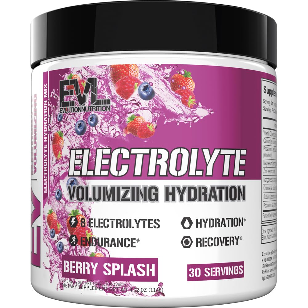 Evlution Ultimate Electrolytes Powder Hydration Drink - Miscela rapida di bevanda di idratazione della polvere di rifornimento con 8 elettroliti chiave e antiossidanti - Vegan Gluten Free Keto Friendly Blend (Berry Splash)
