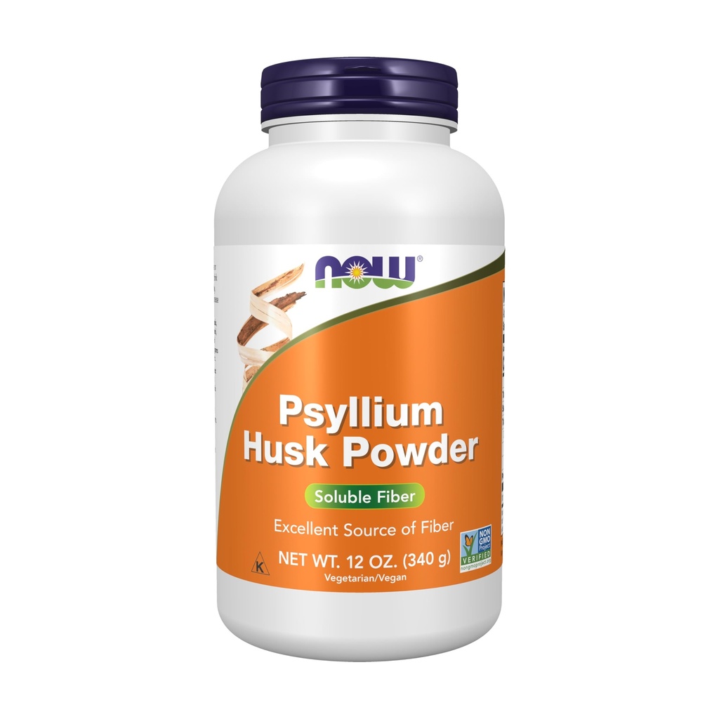 NOW Alimenti Integratori, Polvere di Psyllium Husk, Progetto non OGM Verificato, Fibra Solubile, 12-Oncia