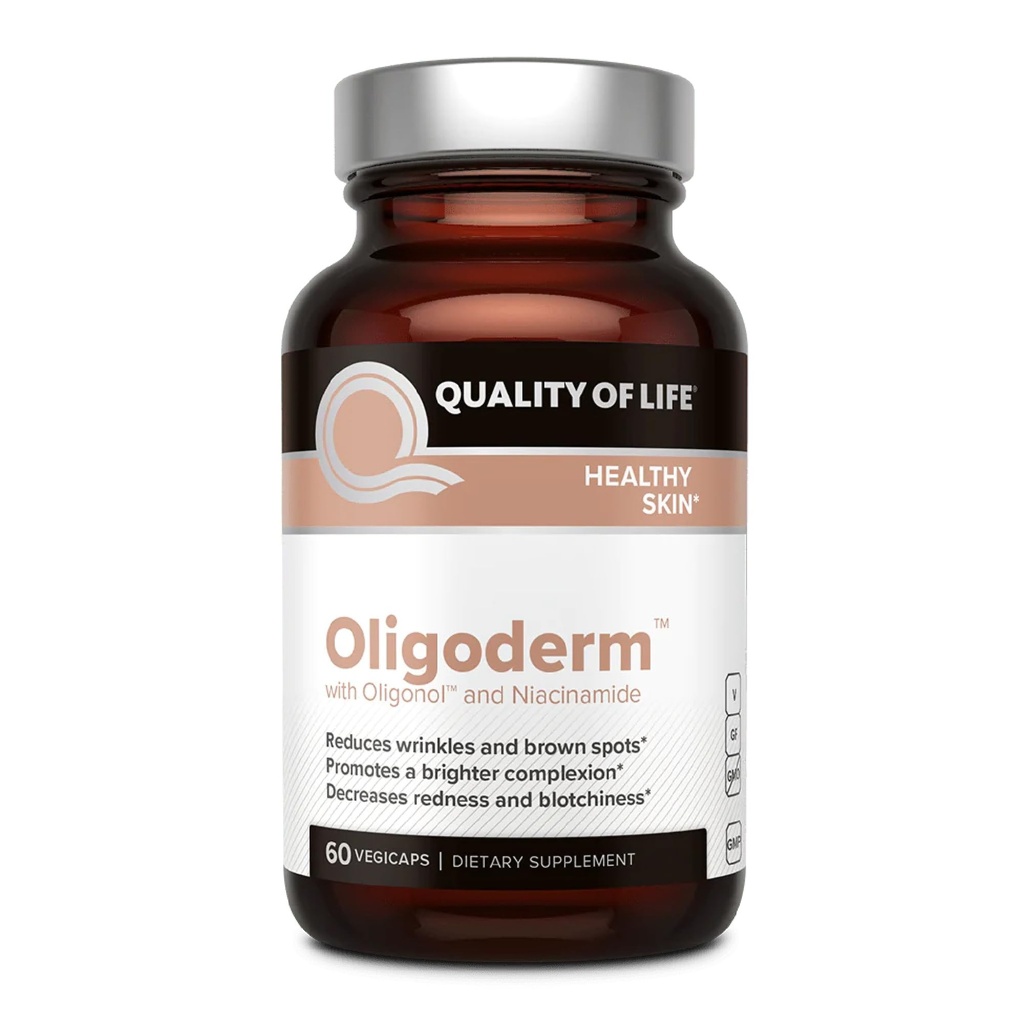 Qualità della vita Oligoderm, supplemento di supporto della pelle Premium con oligonol e niacinamide - 60 capsule