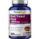 NusaPure rosso lievito di riso 1800mg 180 capsule vegetali (non OGM, Vegan)