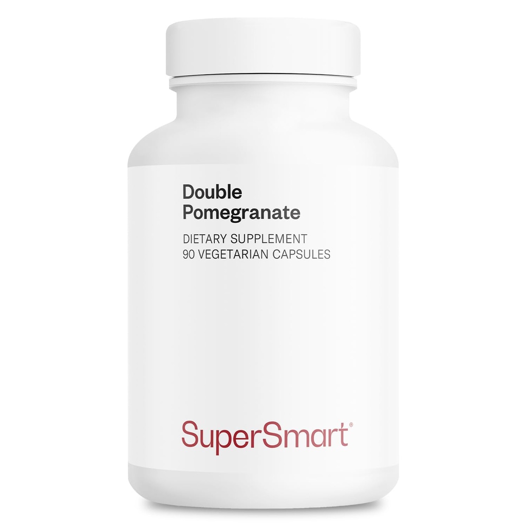 Supersmart - Doppio melograno (alta resistenza) - 90% acido elargico & 40% Punicalagins - Integratore di estratto di melograno - Antiossidante avanzato | Non OGM & Gluten Free - 90 capsule vegetariane