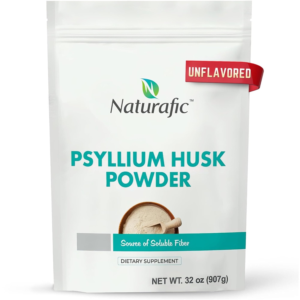 Psyllium Husk Powder Unflavored – Supplemento di fibra digestiva per la Regolarità di Bowel & Gut Health – Non OGM, senza glutine, Vegan, Keto Friendly – 32oz
