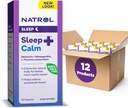 Natrol Sleep+ Calm Melatonin 6mg Con Ashwagandha, L-teanina e limone Balm, Supplemento dietetico per il sonno riposante e calmare la mente, 30 capsule, 30 giorni di alimentazione (pacchetto di 12)