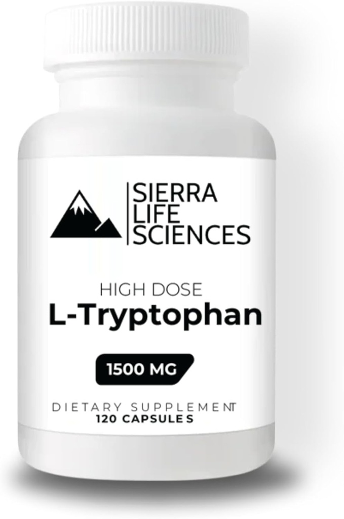1500mg High Dose L-Tryptophan Max in capsule Easy-to-Swallow | Gluten-Free, Non-GMO | 40 Servings (Single)