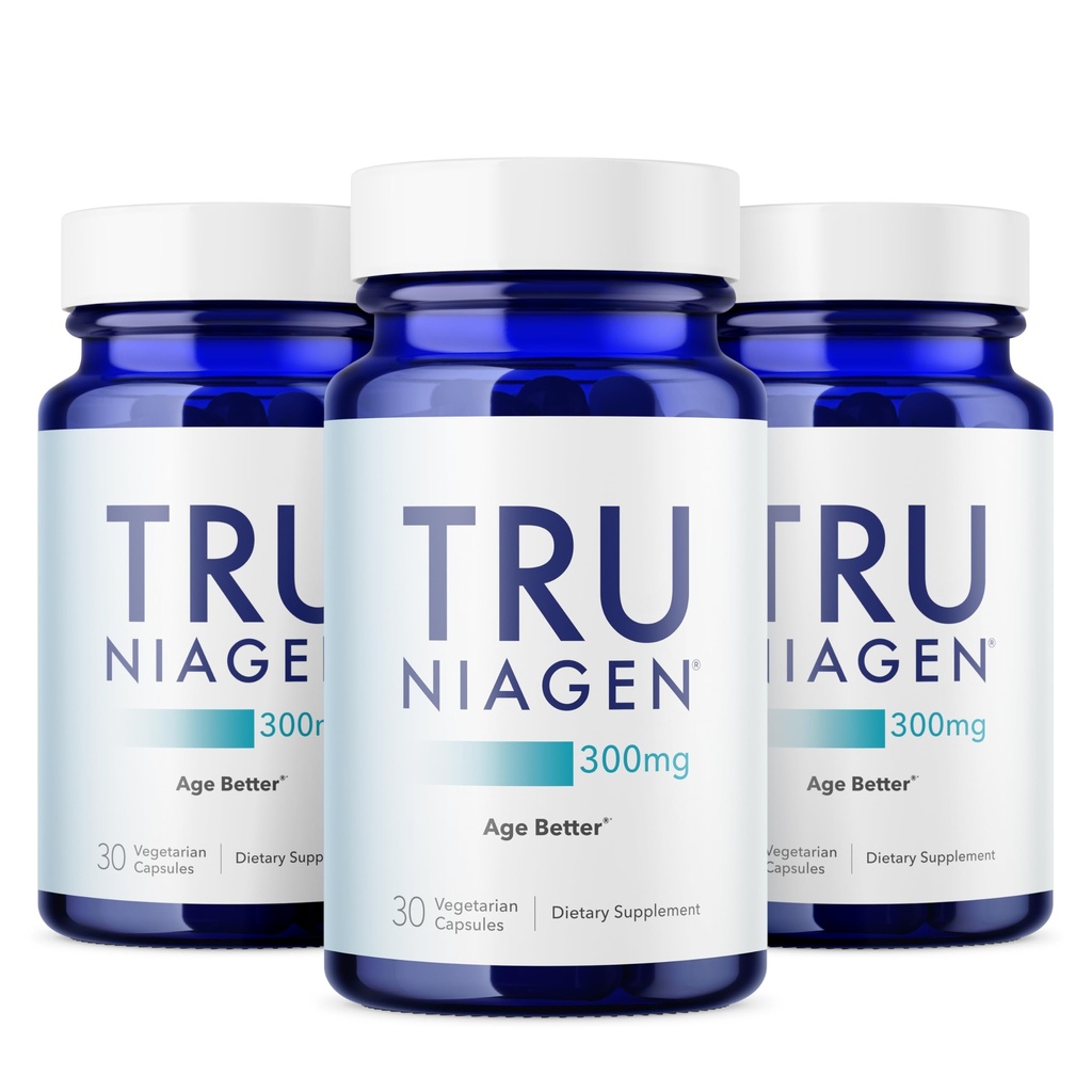 TRU NIAGEN Brevettato NAD Supplemento per Anti invecchiamento e rigenerazione cellulare, 300mg azoto, 30 Serve | Supporta energia cellulare, cervello, muscolo | Nicotinamide Riboside (NR) Prendere 1 ogni giorno | 3 bottiglie