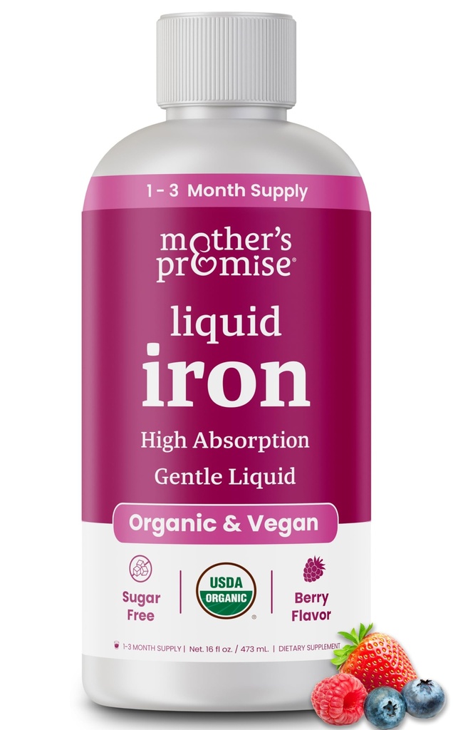 Supplemento di ferro liquido organico per le donne, gli uomini e i bambini con vitamina C | Zucchero senza sapore naturale senza costipazione Vegan Ferrochel® Iron Supplementi per Sangue, Prenatale & Postnatale