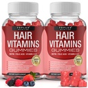 Capelli Vitamine Gummies Supplemento – Faster Hair Growth Gummy 5000mcg Biotin, Acido Folico, Vitamina C & E, Support Stronger & Thicker Hair, Skin, Nails, Non-GMO, per Uomo Donne, 60 Gummies aromatizzati di bacche