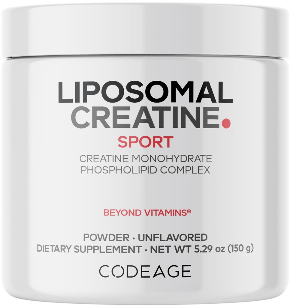 Codeage Liposomal Creatine Powder Supplement, Pure Creatine Monohydrate 5000mg, Pre Workout & Post Workout - Creatina non aromatizzata, Micronized Creatine Powder - Creatinine per lo sport - 30 Serve