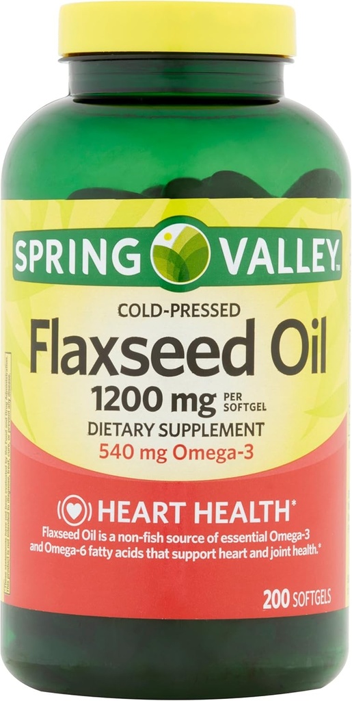 Valle di primavera - Olio di lino 1200 mg, 200 Softgels