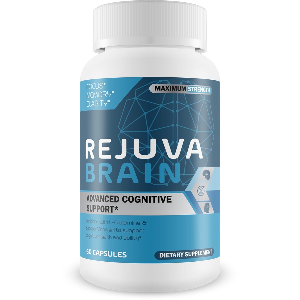 Rejuva Brain- Advanced Cognitive Support- Arricchito w/L-Glutamine & Bacopa Monnieri per sostenere la salute cognitiva e l'abilità