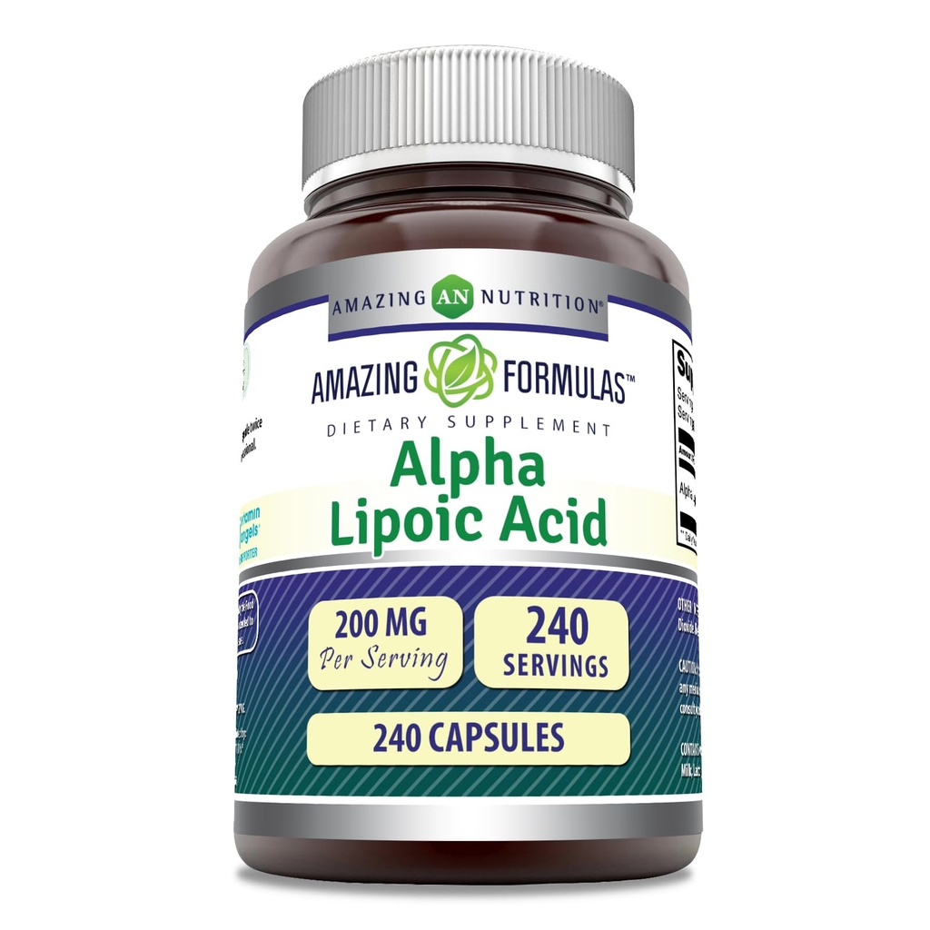 Stupefacente Formulas Alpha Lipoic Acid | 200 Mg Supplemento | Capsules | Non OGM | Gluten-Free | Made in USA (1 Pack, 240 Count)