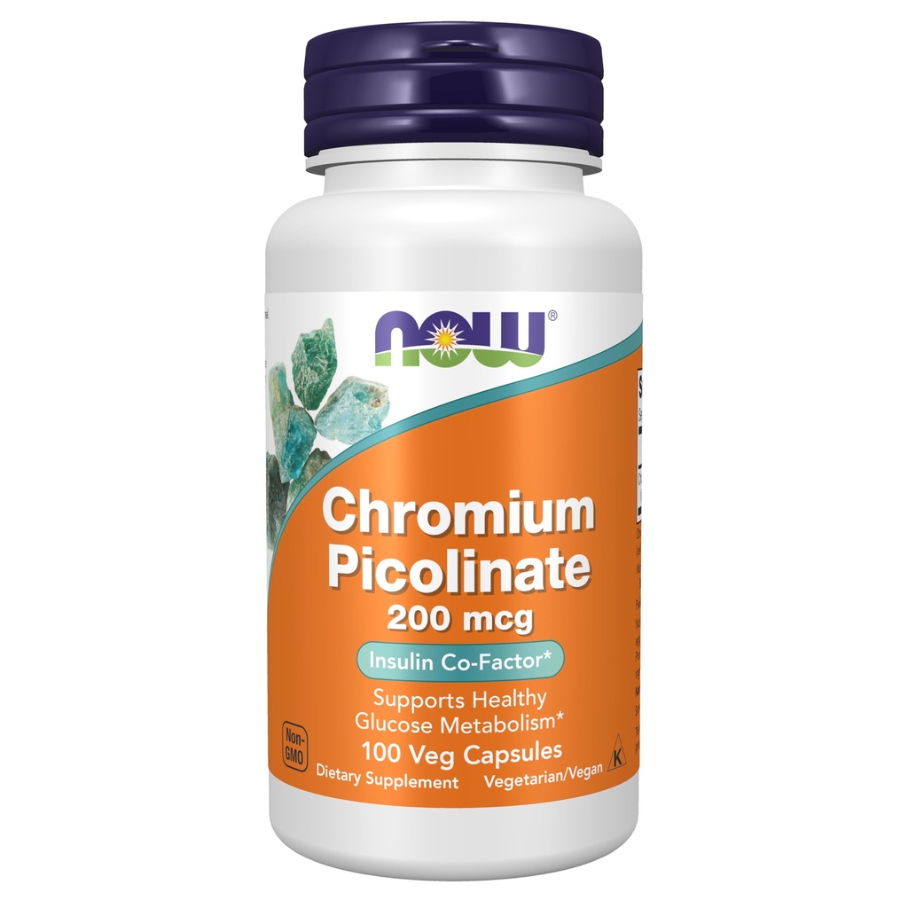 NOW Integratori, Cromo Picolinato 200 mcg, Isola Co-Factor*, 100 capsule di Veg