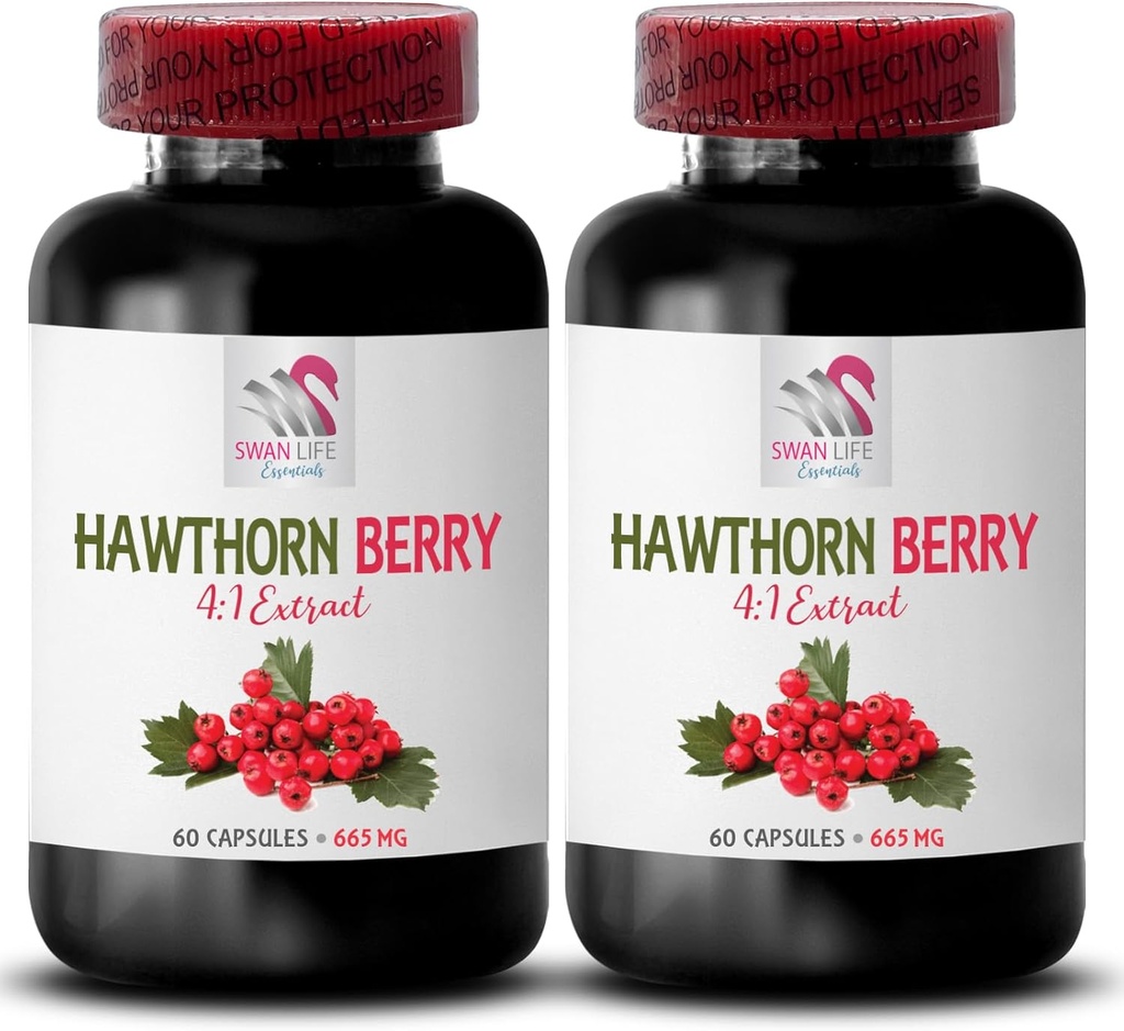 antiossidante di bacche di biancospino - HAWTHORN BERRIES ESTRATTO - capsule di estratto di bacche di biancospino, polvere di estratto di bacche, energia di bacca selvatica, pillole di energia di biancospino, balsamo di capelli 2 Bot 120 Capsule